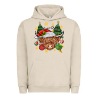 Pigment French Oak Christmas highland cow Urban Hoodie - MaliasSmallBusiness