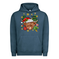 Pigment Midnight Navy Christmas highland cow Urban Hoodie - MaliasSmallBusiness