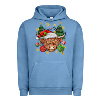 Pigment Pebble Blue Christmas highland cow Urban Hoodie - MaliasSmallBusiness