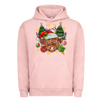 Pigment Salmon Christmas highland cow Urban Hoodie - MaliasSmallBusiness