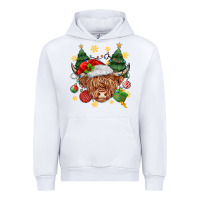 White Christmas highland cow Urban Hoodie - MaliasSmallBusiness