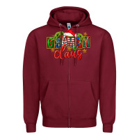 Burgundy Christmas grampy claus Zipper Hoodie - FaDigitalArtStudio