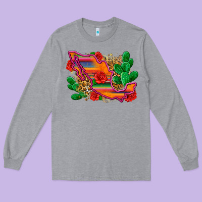Mexico Map Long Sleeve Tee Designed By Zillion Design Studio