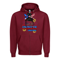 Burgundy All American Mama 4th of July Zipper Hoodie - CowGirlArtShop