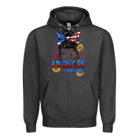 Charcoal Heather All American Mama 4th of July Zipper Hoodie - CowGirlArtShop