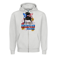 Dove Grey All American Mama 4th of July Zipper Hoodie - CowGirlArtShop