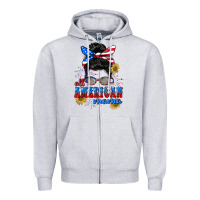 Heather Grey All American Mama 4th of July Zipper Hoodie - CowGirlArtShop