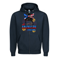 Navy All American Mama 4th of July Zipper Hoodie - CowGirlArtShop