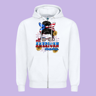 All American Mama 4th Of July Zipper Hoodie Designed By Cowgirlartshop