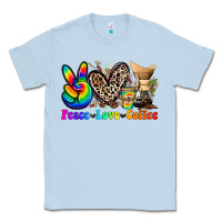 Dusty Blue peace love  coffee Classic Tee - Zillion Design Studio