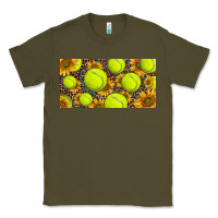 Army Green tennis ball with sunflower and racket  licence plato Classic Tee - BarkalooDesign