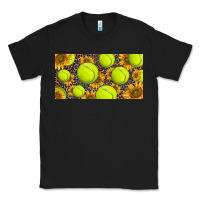 Black tennis ball with sunflower and racket  licence plato Classic Tee - BarkalooDesign