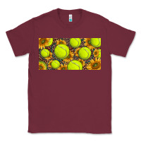 Burgundy tennis ball with sunflower and racket  licence plato Classic Tee - BarkalooDesign