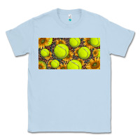 Dusty Blue tennis ball with sunflower and racket  licence plato Classic Tee - BarkalooDesign
