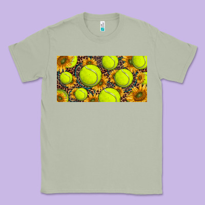 Tennis Ball With Sunflower And Racket  Licence Plato Classic Tee Designed By Barkaloodesign