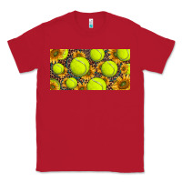 Red tennis ball with sunflower and racket  licence plato Classic Tee - BarkalooDesign