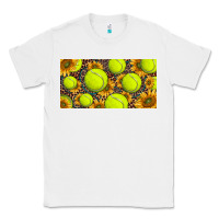 White tennis ball with sunflower and racket  licence plato Classic Tee - BarkalooDesign