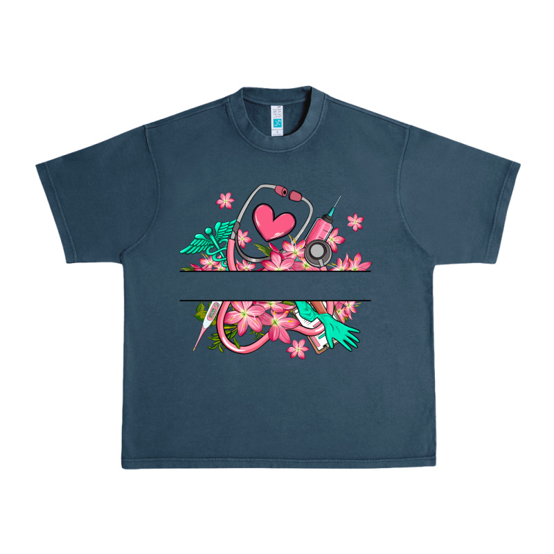 Nurse Flowers Custom Name Design Urban Heavy Tee by RanaPortraitStore | Teevron