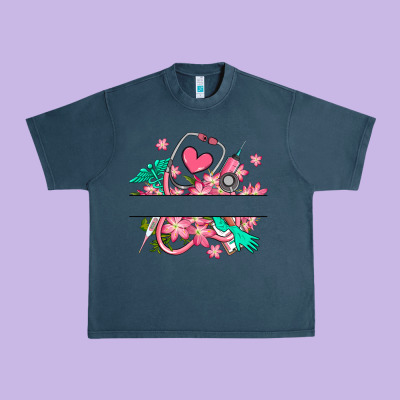Nurse Flowers Custom Name Design Urban Heavy Tee Designed By Ranaportraitstore