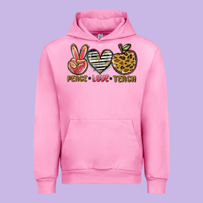 Peace Love Teach Urban Hoodie Designed By Nancycooperartshop