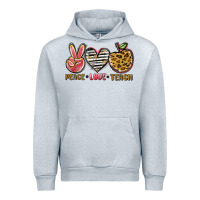 Heather Grey peace love teach Urban Hoodie - NancyCooperArtShop