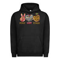 Pigment Black peace love teach Urban Hoodie - NancyCooperArtShop