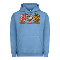 Pigment Pebble Blue peace love teach Urban Hoodie - NancyCooperArtShop