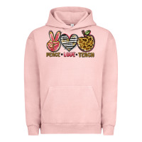 Pigment Salmon peace love teach Urban Hoodie - NancyCooperArtShop