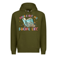 Army Green books are my social life Premium Hoodie - MaliasSmallBusiness