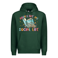 Sports Green books are my social life Premium Hoodie - MaliasSmallBusiness