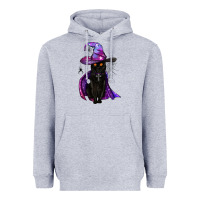 Heather Grey black witch cat Heavyweight Hoodie - BundleAndBundleShop