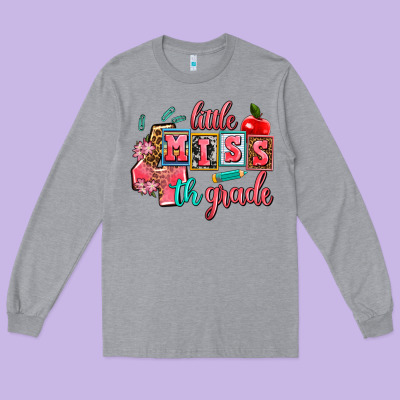 Little Miss 4 Th Grade Long Sleeve Tee Designed By Adodesignshop