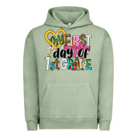 Pigment Oil Green my first day of 1st grade Urban Hoodie - NancyCooperArtShop