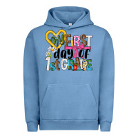 Pigment Pebble Blue my first day of 1st grade Urban Hoodie - NancyCooperArtShop