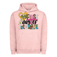 Pigment Salmon my first day of 1st grade Urban Hoodie - NancyCooperArtShop