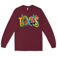 Burgundy texas summer Long Sleeve Tee - texasbilliewilder