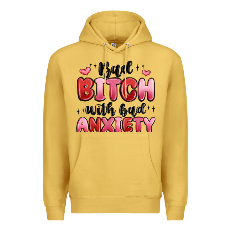 Bad Bitch With Bad Anxiety Premium Hoodie by MaliasSmallBusiness | Teevron