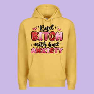 Bad Bitch With Bad Anxiety Premium Hoodie Designed By Maliassmallbusiness