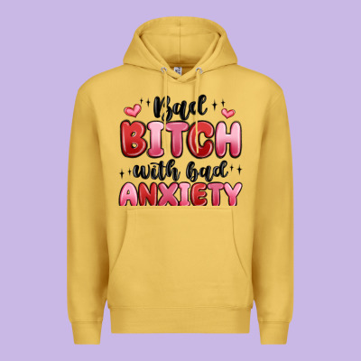 Bad Bitch With Bad Anxiety Premium Hoodie Designed By Maliassmallbusiness