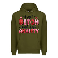 Army Green bad bitch with bad anxiety Premium Hoodie - MaliasSmallBusiness