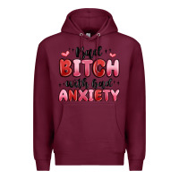 Burgundy bad bitch with bad anxiety Premium Hoodie - MaliasSmallBusiness
