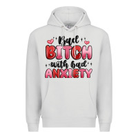 Dove Grey bad bitch with bad anxiety Premium Hoodie - MaliasSmallBusiness