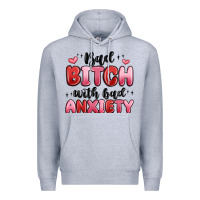 Heather Grey bad bitch with bad anxiety Premium Hoodie - MaliasSmallBusiness