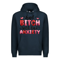 Navy bad bitch with bad anxiety Premium Hoodie - MaliasSmallBusiness