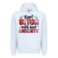 White bad bitch with bad anxiety Premium Hoodie - MaliasSmallBusiness