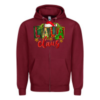 Burgundy Christmas lala claus Zipper Hoodie - FaDigitalArtStudio