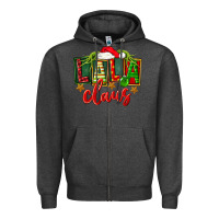 Charcoal Heather Christmas lala claus Zipper Hoodie - FaDigitalArtStudio