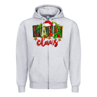 Heather Grey Christmas lala claus Zipper Hoodie - FaDigitalArtStudio