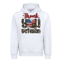 White thank you veteran Urban Hoodie - MaliasSmallBusiness