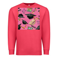 Cardinal pink glitter graduation seamless pattern Premium Sweatshirt - BundleAndBundleShop